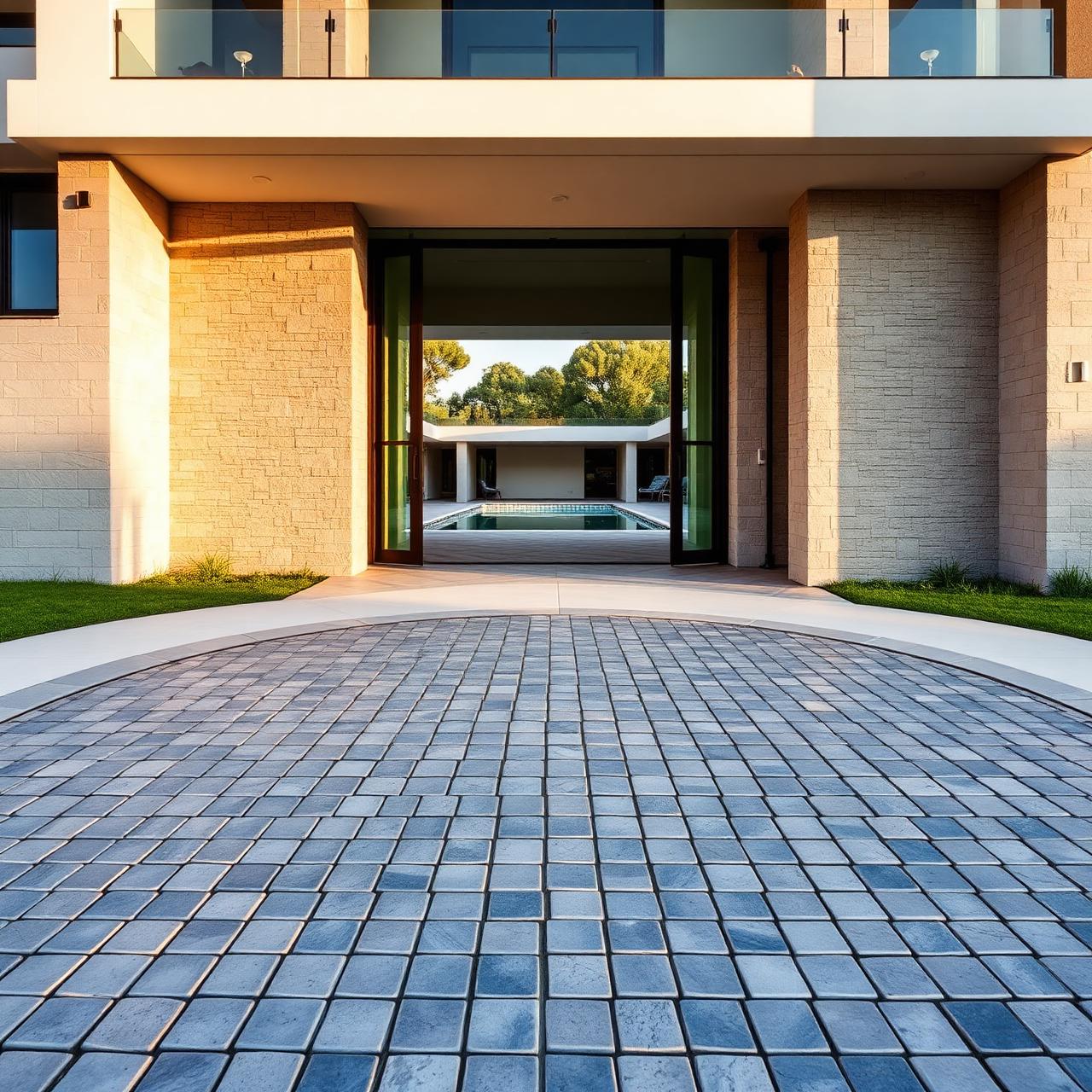 Entrada de moradia premium com calçada portuguesa